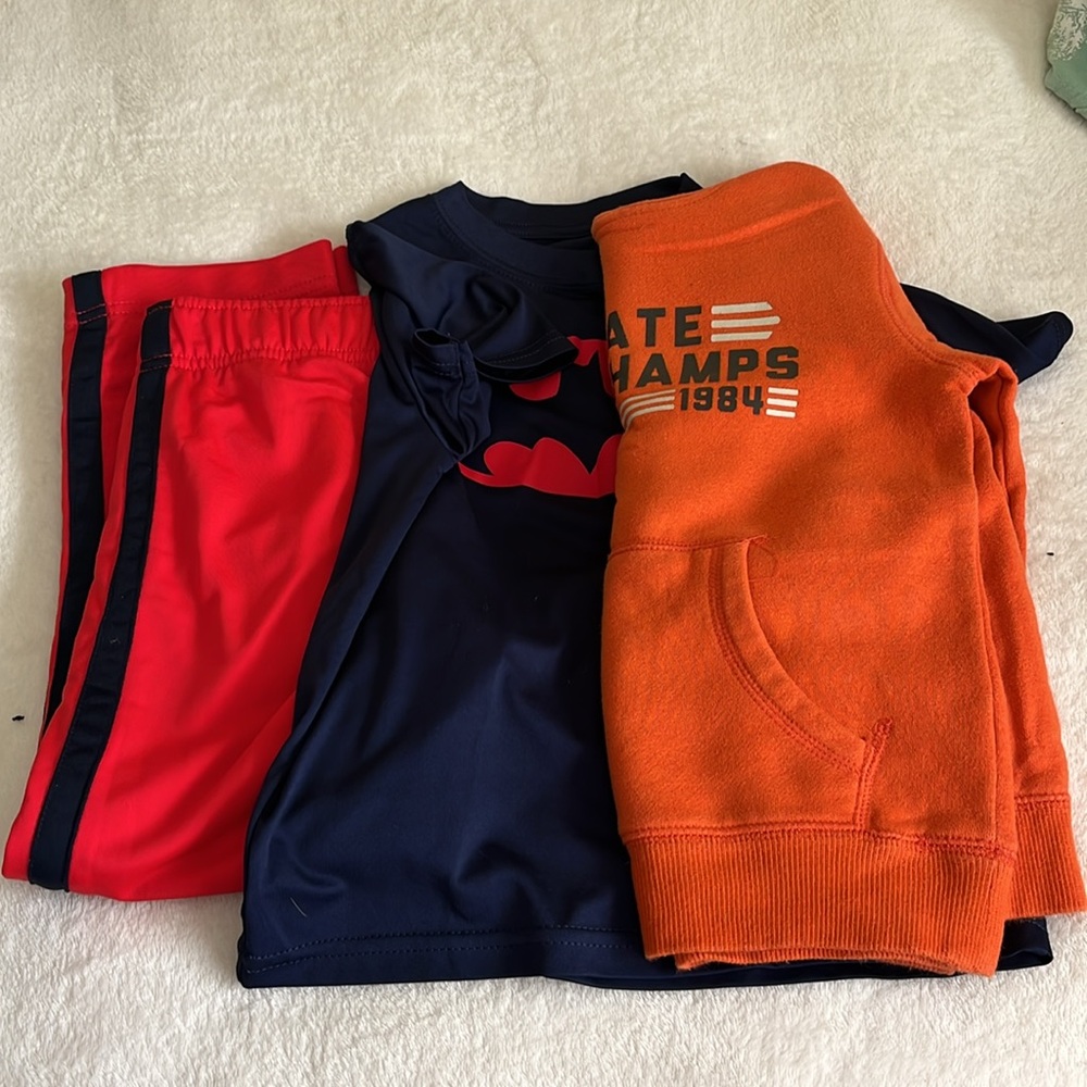 Red Pant Chimbore Sweater orange hoodie‎ Blue Shirt Batman Boy Sz 5-6